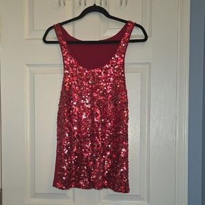 Sparkling Pink Sequin Tank Top